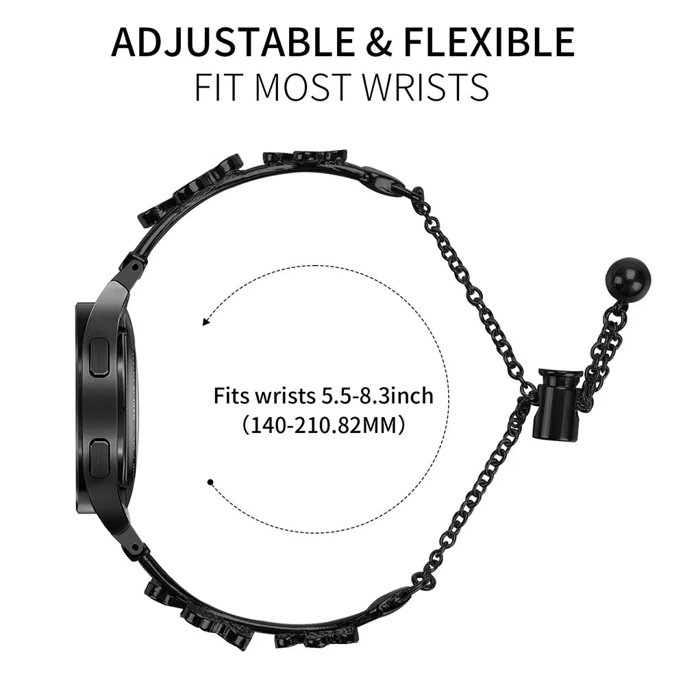 Watch Band with Quick Release Connector for Samsung	Galaxy Watch6 40mm 44mm / Watch6 Classic 43mm 47mm Heart Clover Decor Strap - Black - 4