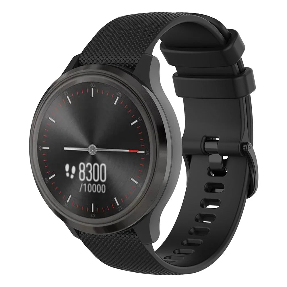 22mm Watch Strap for Samsung Galaxy Watch3 45mm / Asus Zenwatch Silicone Band Grid Texture - Black - 4