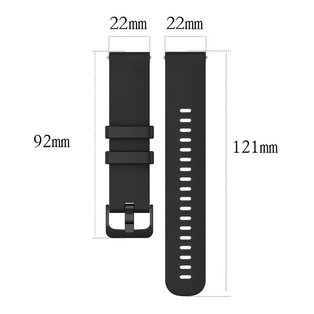22mm Watch Strap for Samsung Galaxy Watch3 45mm / Asus Zenwatch Silicone Band Grid Texture - Black - 6