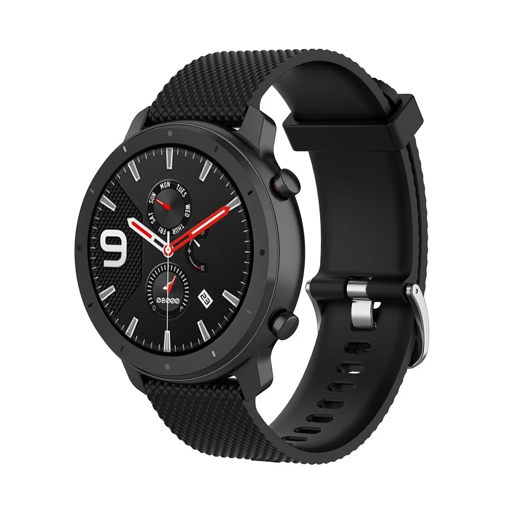 Textured Silicone Watch Band for Huawei Watch GT2 42mm, Size: L - Black - 3