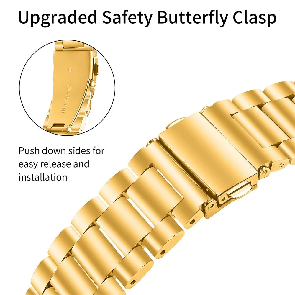 Watch Strap for Apple Watch Series 11 10 42mm / 9 8 7 41mm / SE3 SE2 SE 6 5 4 40mm / 3 2 1 38mm M-Type Stainless Steel Band - Gold - 4