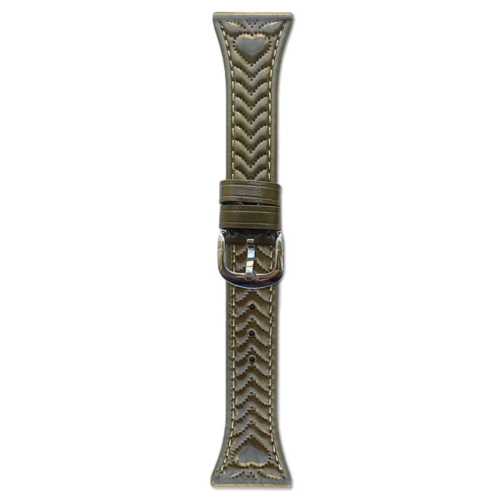 20mm Watch Band For Huawei Watch GT 3 42mm  /  GT 2 42mm  /  Samsung Galaxy Watch7 44mm 40mm Heart Pattern Embossed Genuine Leather Strap - Green - 1
