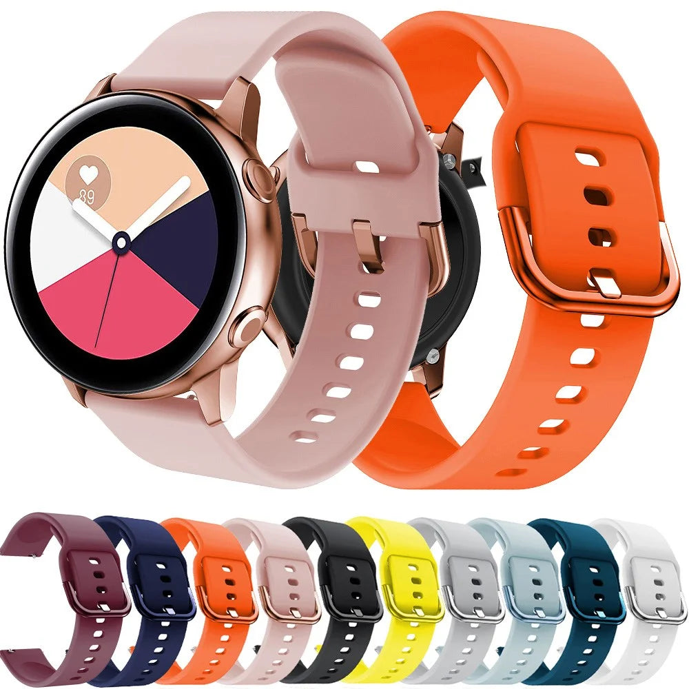 20mm Silicone Watch Band Strap Replacement for Samsung Galaxy Watch4 Classic 46mm 42mm/Watch4 44mm 40mm/Watch Active 2/Garmin Vivomove3 - White - 6