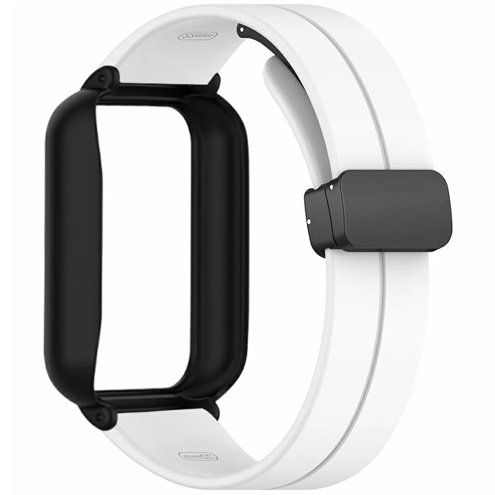 For Xiaomi Smart Band 9 Pro Strap with Case 2 in 1 Silicone Watch Band Magnetic Folding Buckle - White - 3