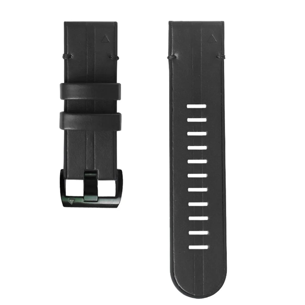 26MM PU Leather Surface+Silicone Smart Watch Band Strap for Garmin Watch - Black - 3