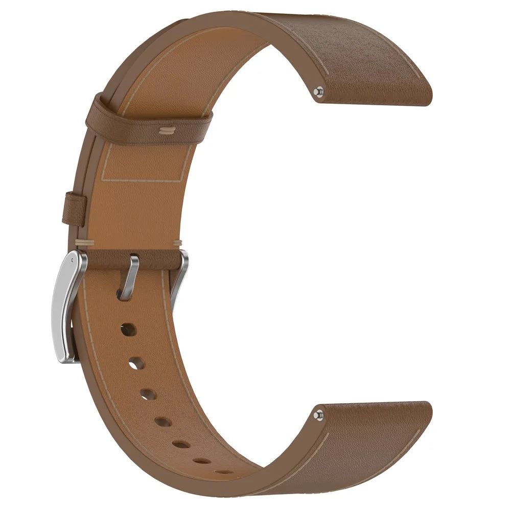 For Huawei Honor Xiaomi Garmin Smartwatch Band 22mm Universal Top Layer Cowhide Leather Strap - Brown - 4