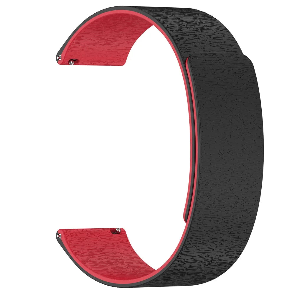 18mm Watch Band for Huawei Watch GT 5 Pro 42mm / GT 5 41mm / GT 4 41mm Magnetic Silicone Strap - Black  /  Red - 2