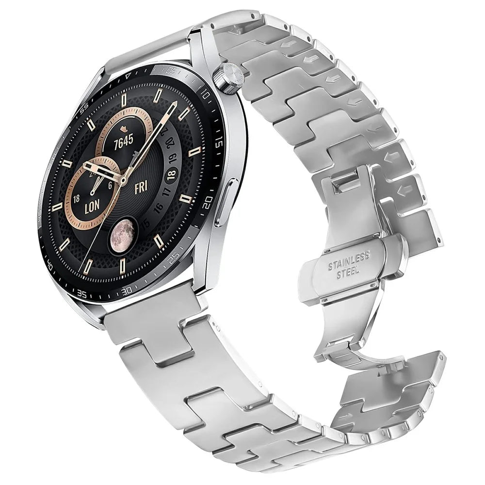 For Huawei Watch Ultimate Replacement Strap H-Type Butterfly Clasp Stainless Steel Watch Band Silver - 2