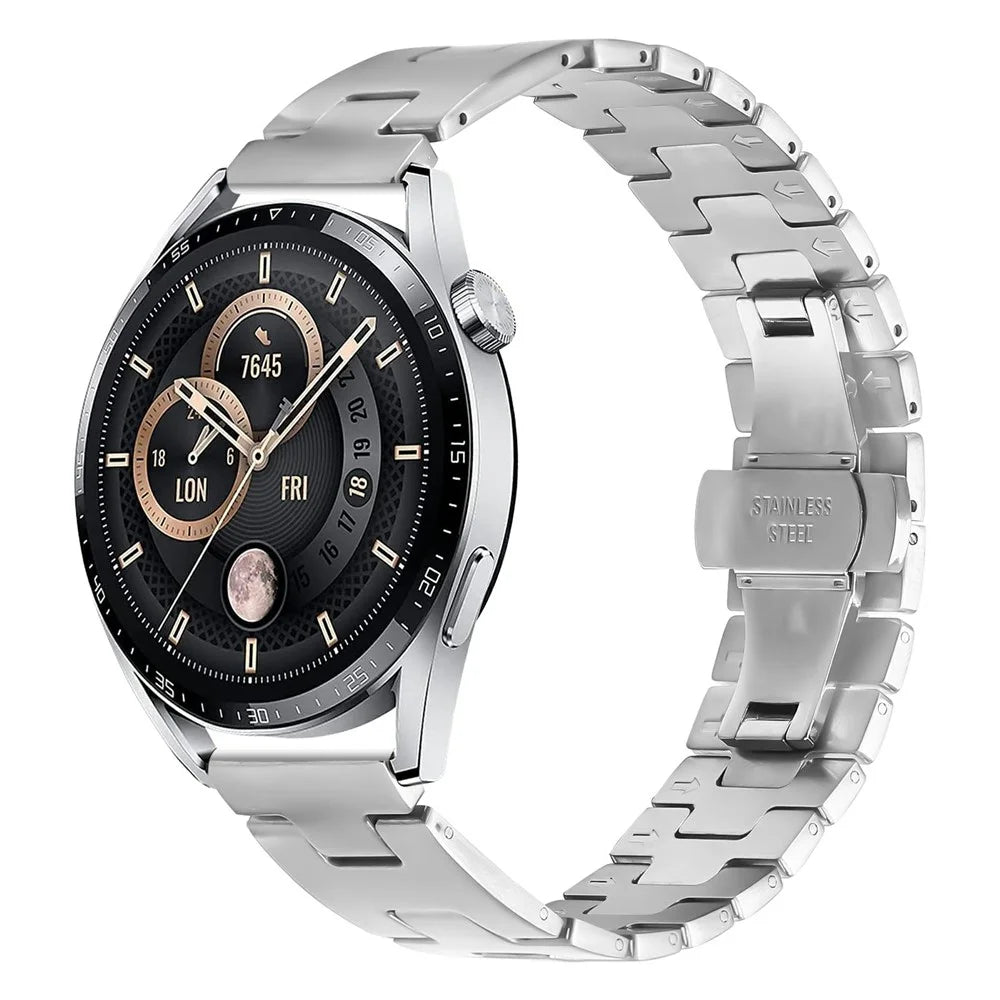 For Huawei Watch Ultimate Replacement Strap H-Type Butterfly Clasp Stainless Steel Watch Band Silver - 3