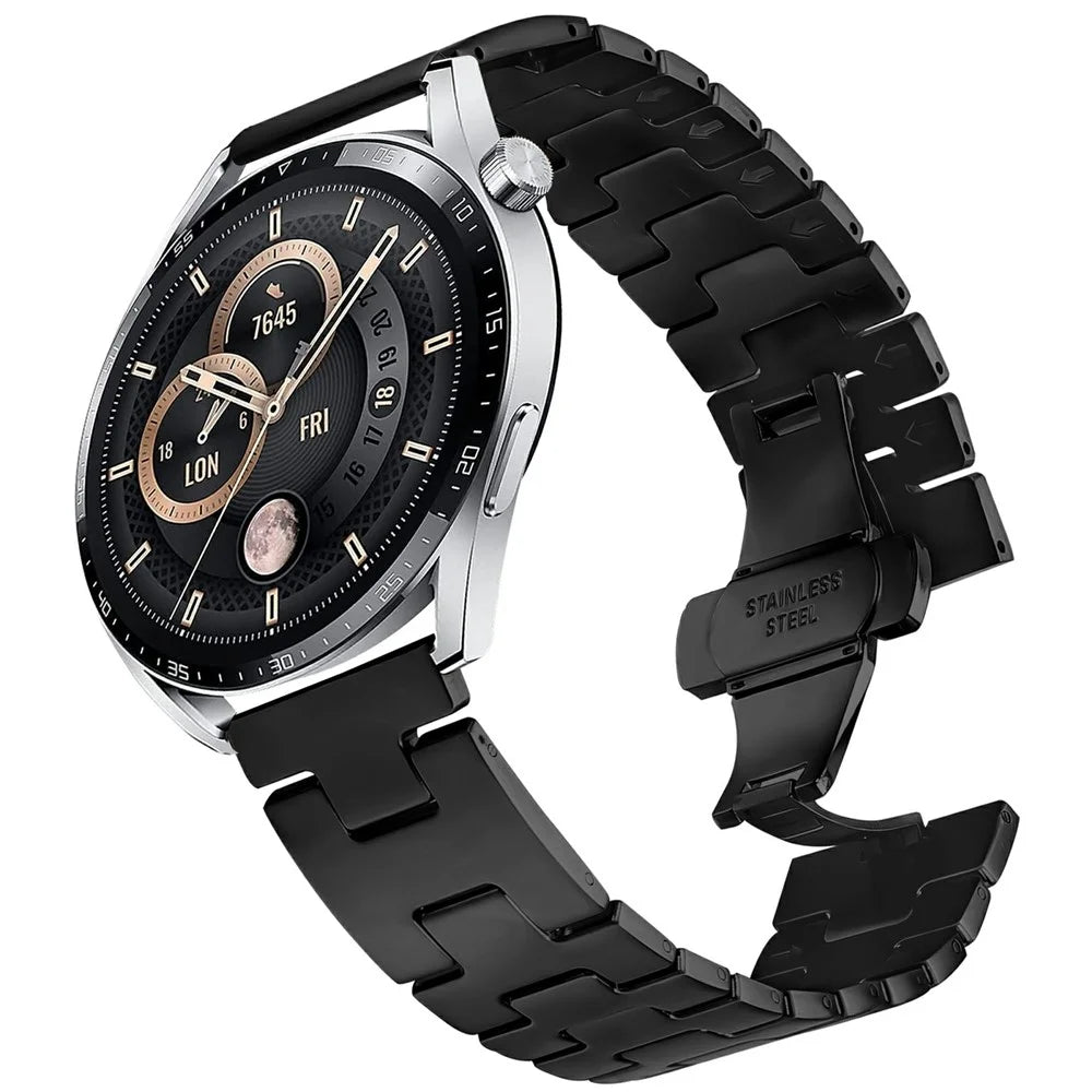 For Huawei Watch GT 3 SE Replacement Strap H Type Metal Watch Band - Black - 2