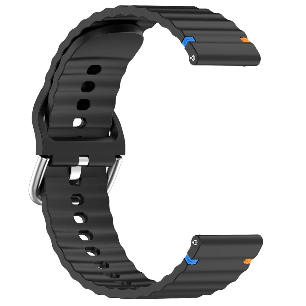 20mm Silicone Watch Band Stitch Line Wave Design Wrist Strap for Huawei / Samsung / Garmin Smartwatches - Black - 3
