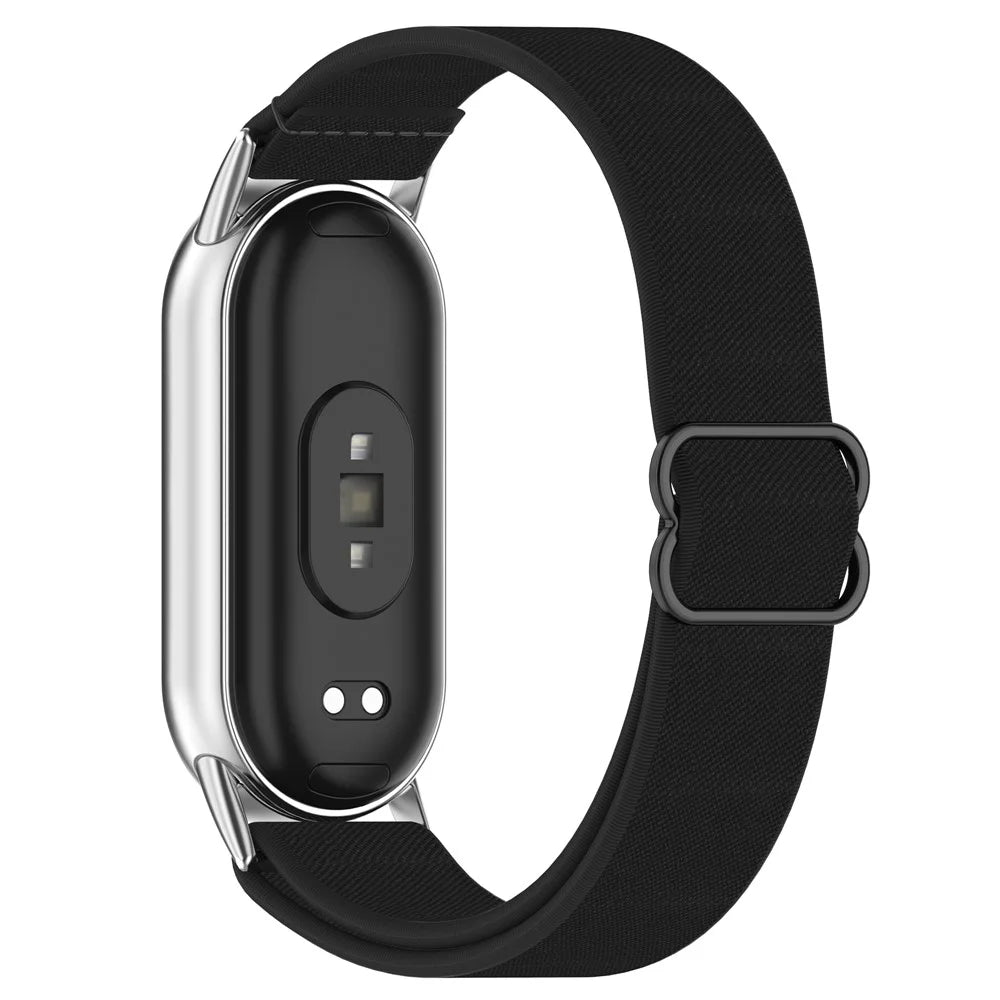 Smart Watch Band for Xiaomi Smart Band 9 / 9 NFC / 8 / 8 NFC Nylon Elastic Braided Strap - Black - 1