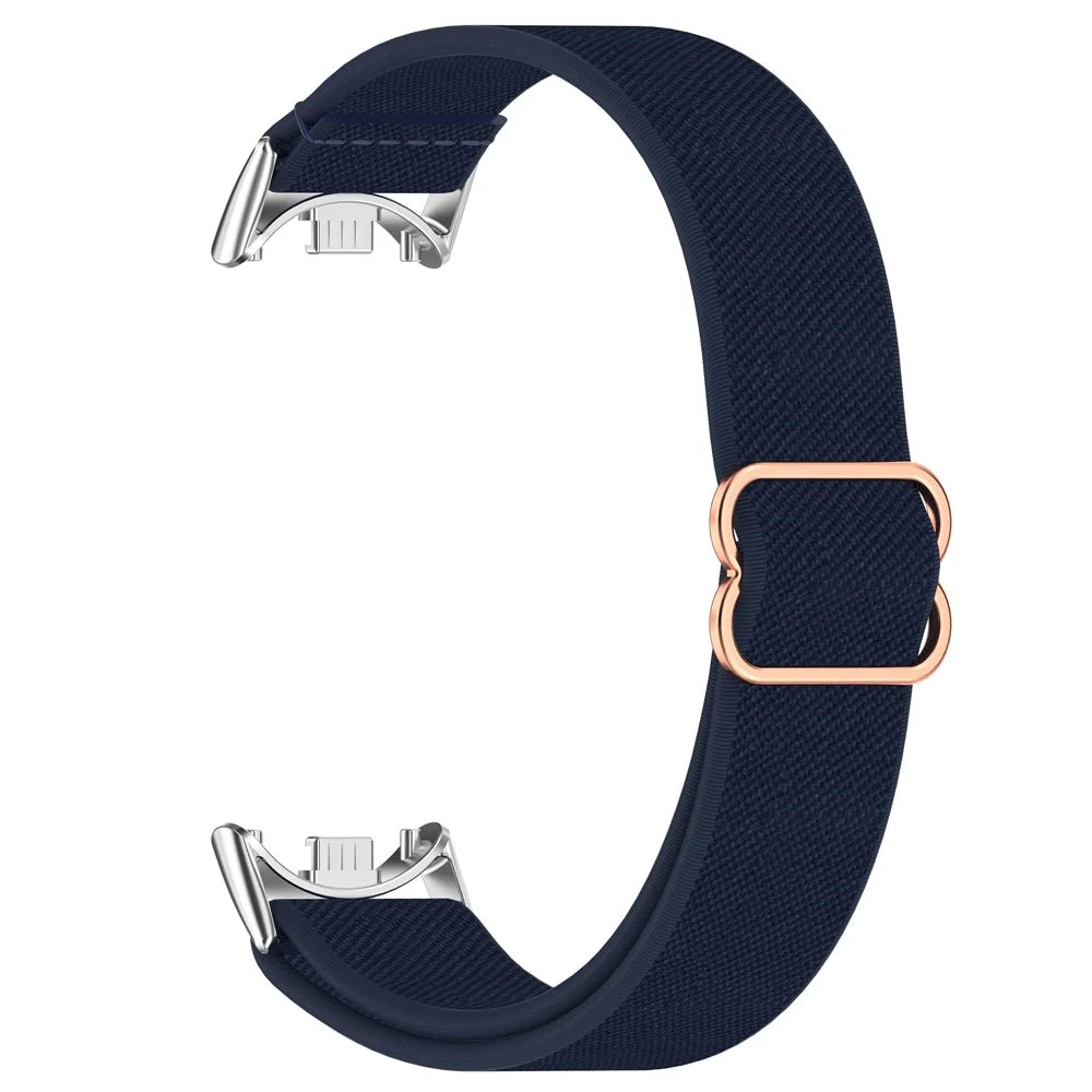 Watch Band for Xiaomi Mi Band 9 Ceramic Edition / Smart Band 9 NFC / 9 / 8 NFC / 8 Nylon Elastic Strap with Stainless Steel Connector - Midnight Blue - 2