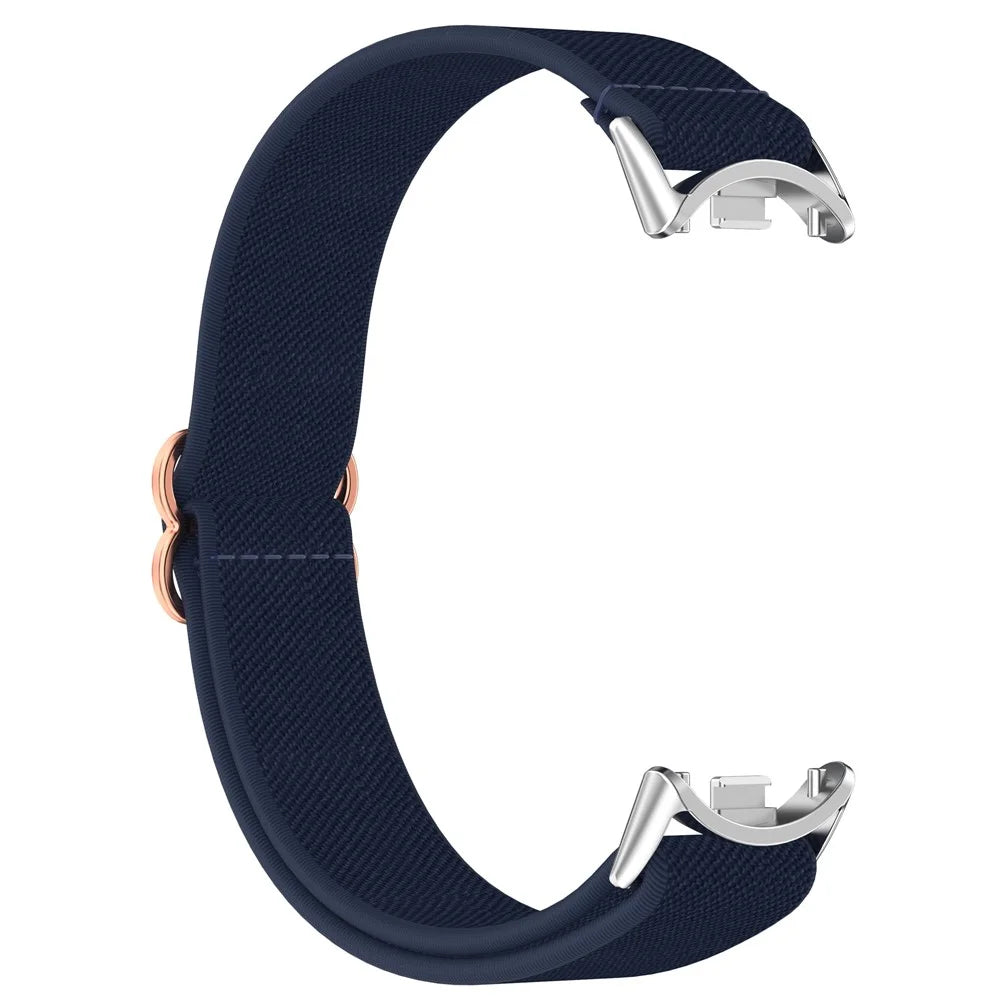 Watch Band for Xiaomi Mi Band 9 Ceramic Edition / Smart Band 9 NFC / 9 / 8 NFC / 8 Nylon Elastic Strap with Stainless Steel Connector - Midnight Blue - 3