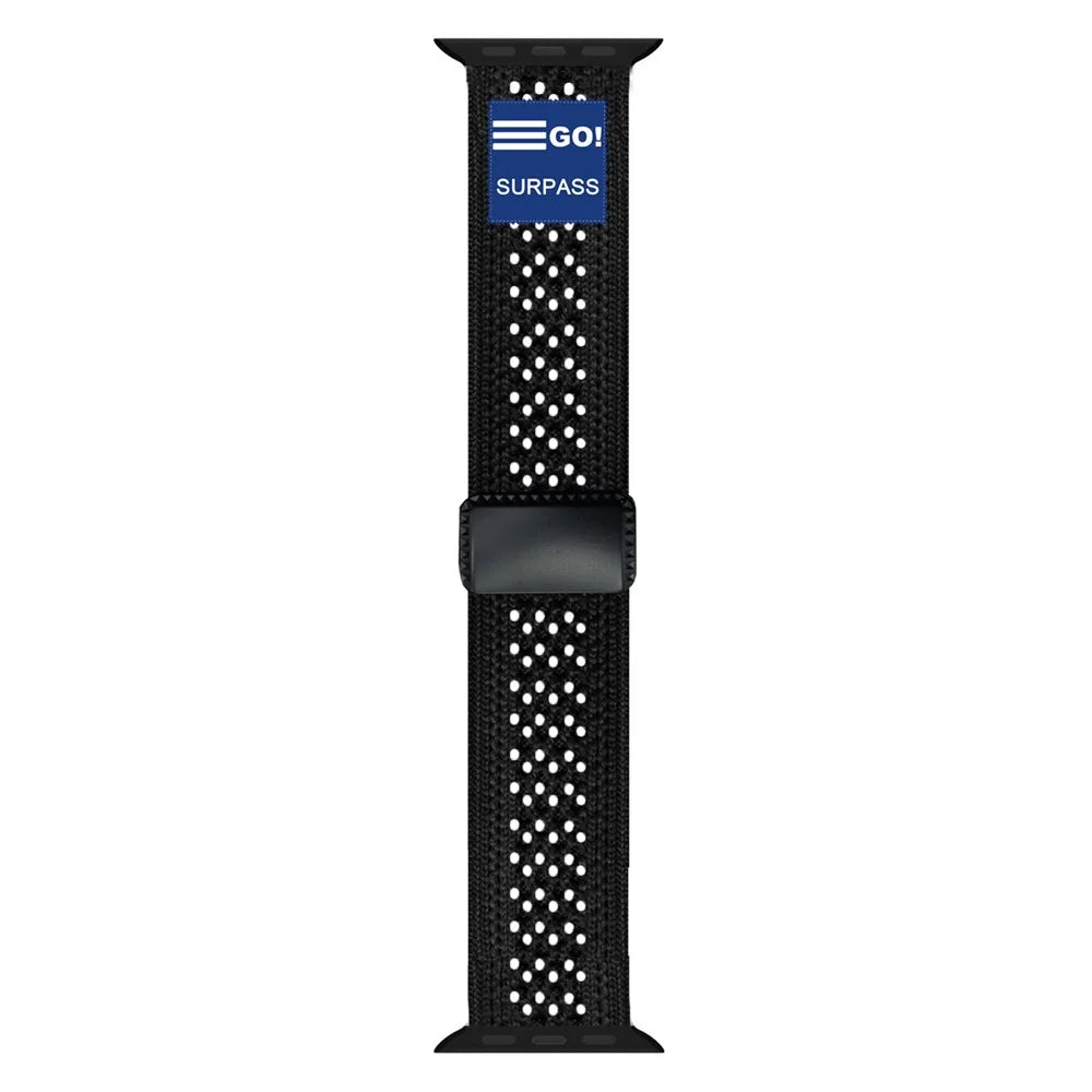Watch Band For Apple Watch Series 11 10 42mm / 9 8 7 41mm / SE3 SE2 SE 6 5 4 40mm / 3 2 1 38mm Nylon Sport Breathable Strap - Black - 1