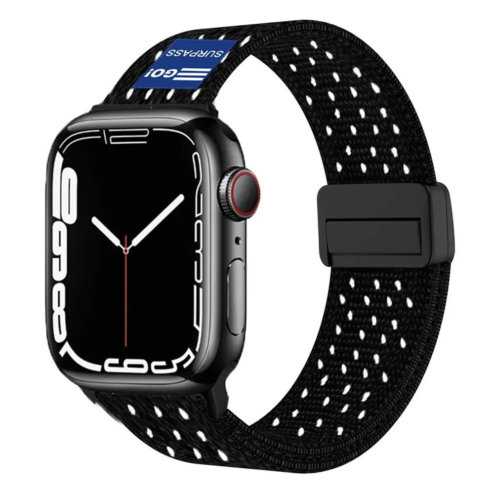 Watch Band For Apple Watch Series 11 10 42mm / 9 8 7 41mm / SE3 SE2 SE 6 5 4 40mm / 3 2 1 38mm Nylon Sport Breathable Strap - Black - 2