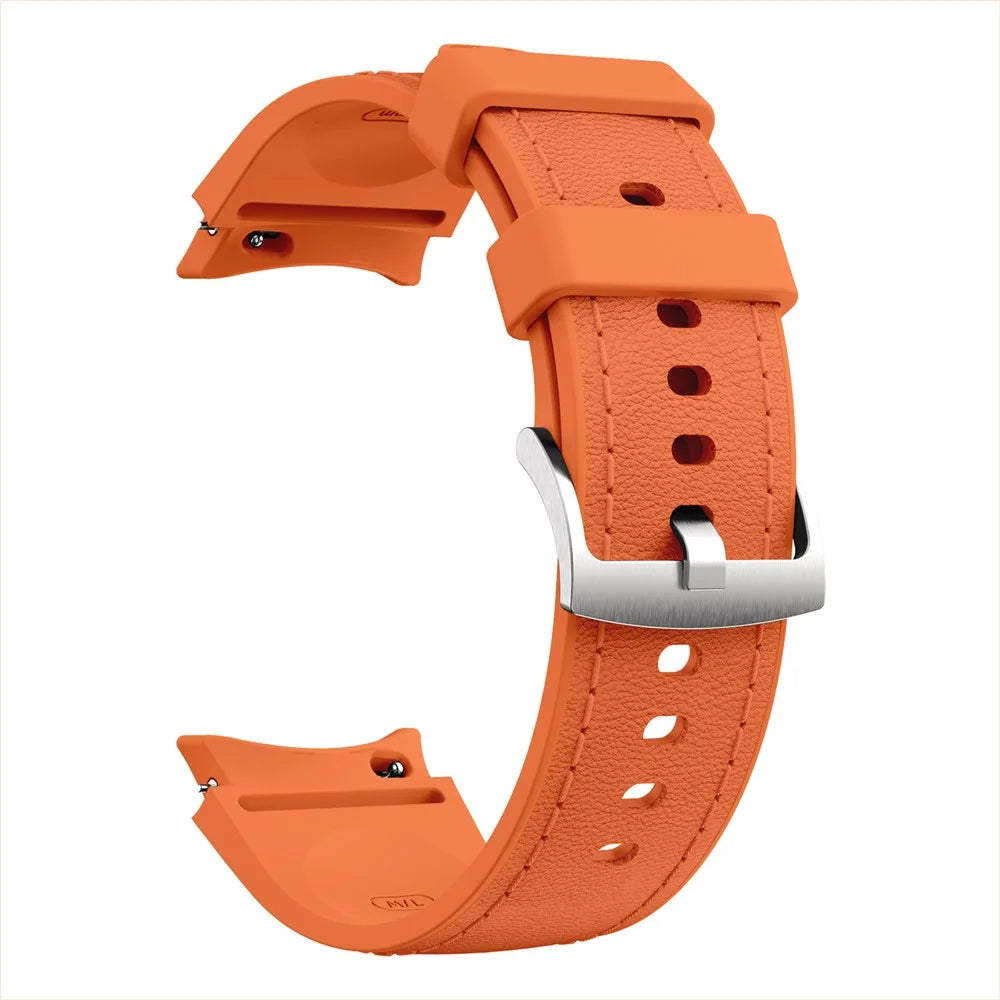 Watch Band For Samsung Galaxy Watch7 / Watch6 / Watch 5 / Watch4 Silicone + Leather Adjustable Strap Armband - Orange - 2