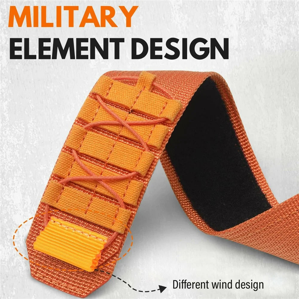 For Honor Watch 5 Nylon Watch Band Magic Tape Military Style Adjustable Strap - Orange - 5