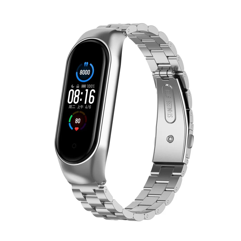 Stainless Steel Smart Watch Strap Replacement Watchband for Xiaomi Mi Band 5/6 - Silver - 2