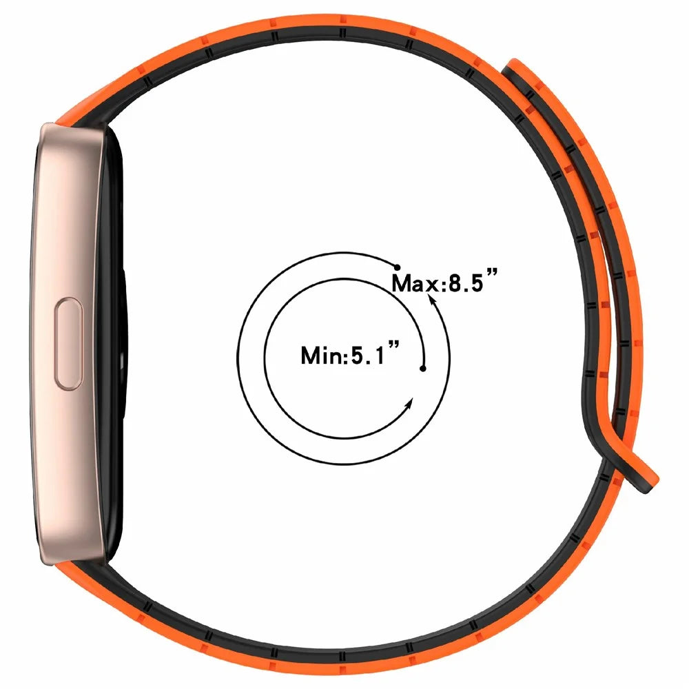 Silicone Watch Band For Huawei Band 10  /  9  /  8 Magnetic Dual Color Replacement Strap - Black - 6