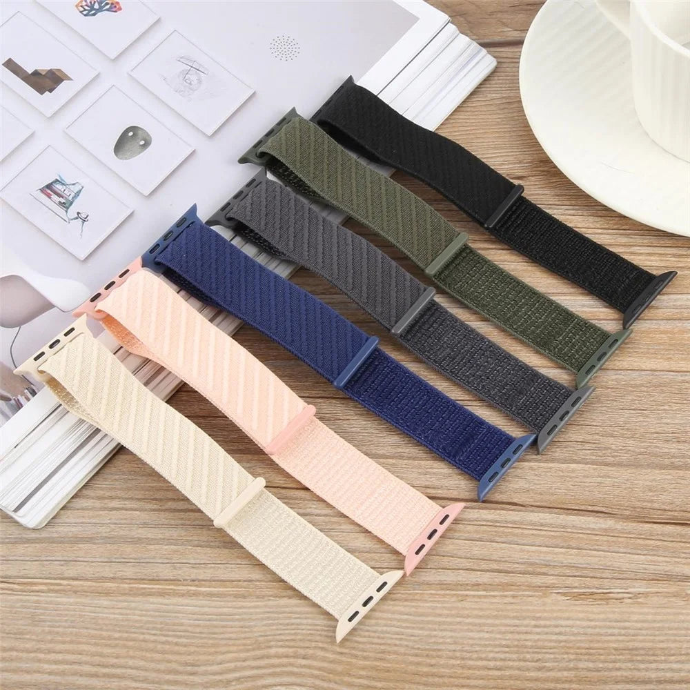 Watch Band For Apple Watch Ultra 3 2 1 49mm / Series 11 10 46mm / 9 8 7 45mm / SE3 SE2 SE 6 5 4 44mm / 3 2 1 42mm Nylon Sport Loop Strap - Starlight - 6