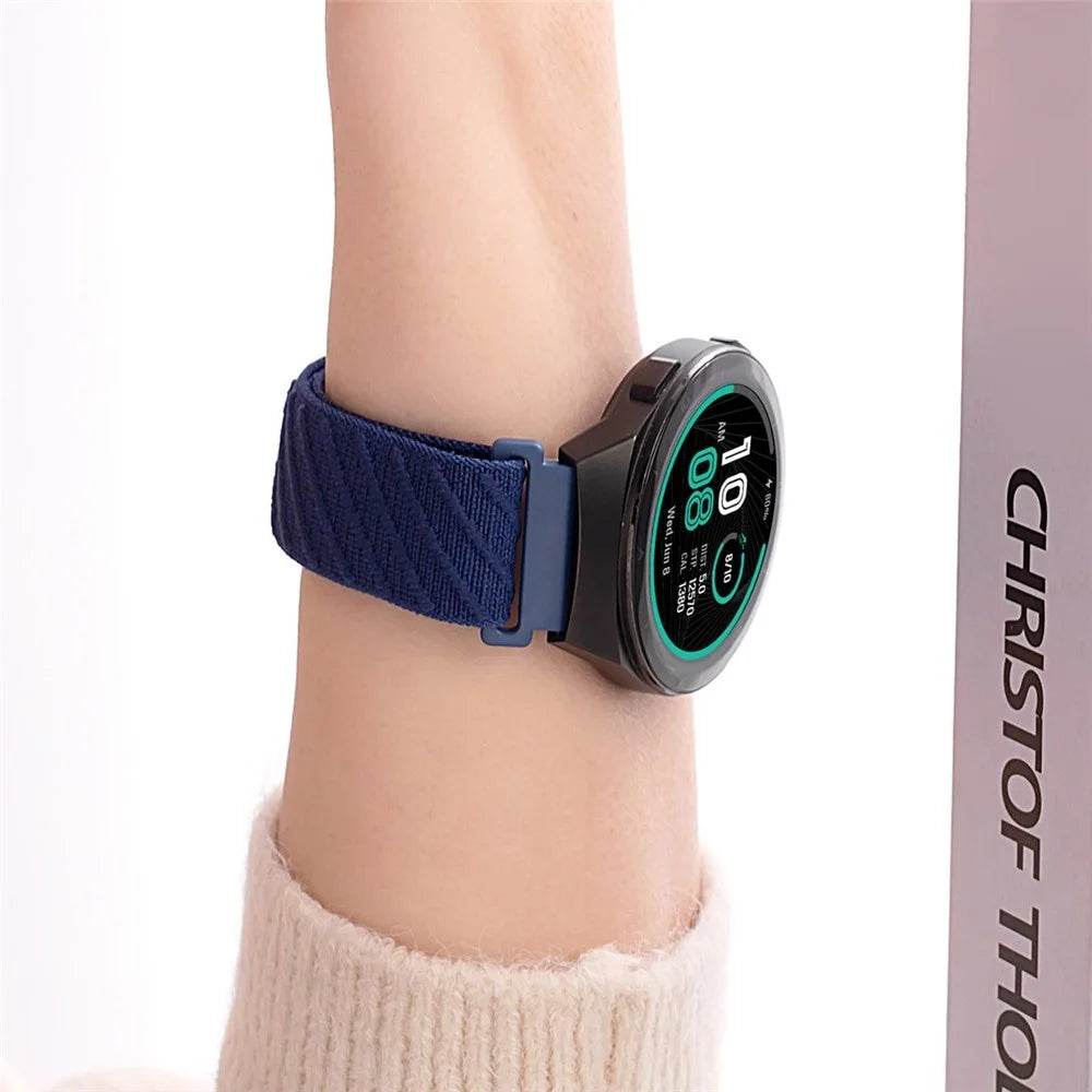 22mm Watch Band For Huawei Watch GT 5 Pro 46mm / GT 5 46mm / GT 4 46mm / Watch 4 / Samsung Galaxy Watch3 Nylon Loop Strap  - Dark Blue - 6