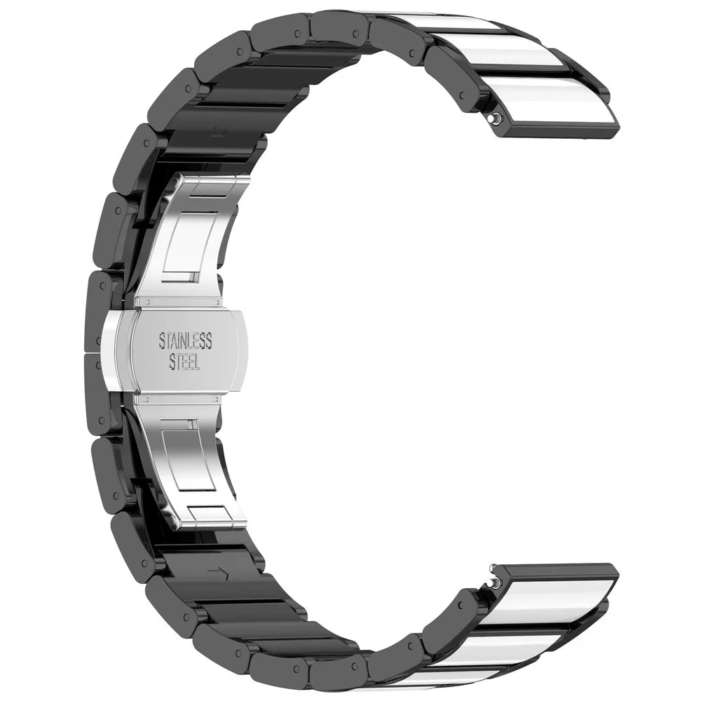 For Huawei Watch GT 5 41mm / GT 5 Pro 42mm Watch Band Ceramic + Zinc Alloy Wrist Strap - Black+White - 2
