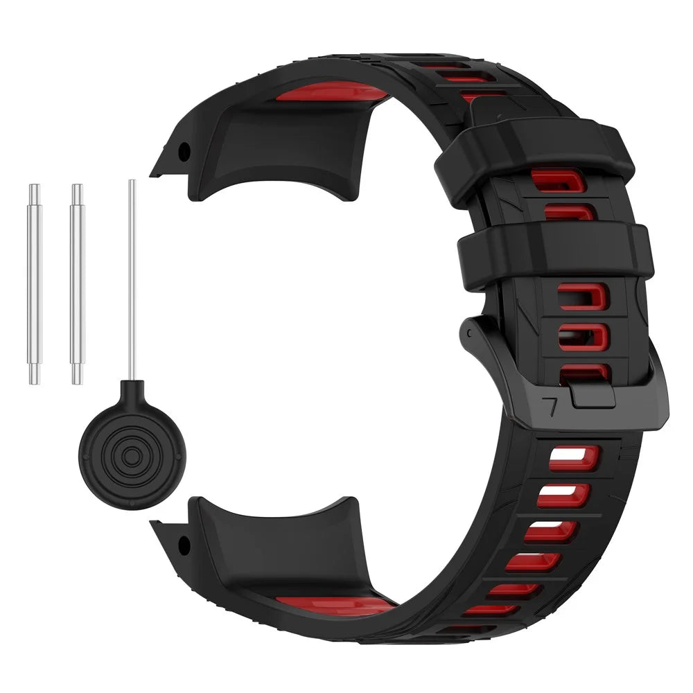 For Garmin Instinct 3 45mm Dual Color Smartwatch Band Sports Breathable Silicone Strap - Black+Red - 2