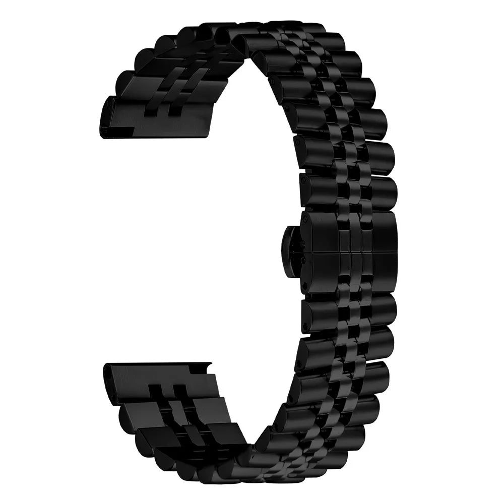 For Samsung Galaxy Watch 46mm Wrist Band 5-Bead Stainless Steel Butterfly Clasp Watch Strap - Black - 4