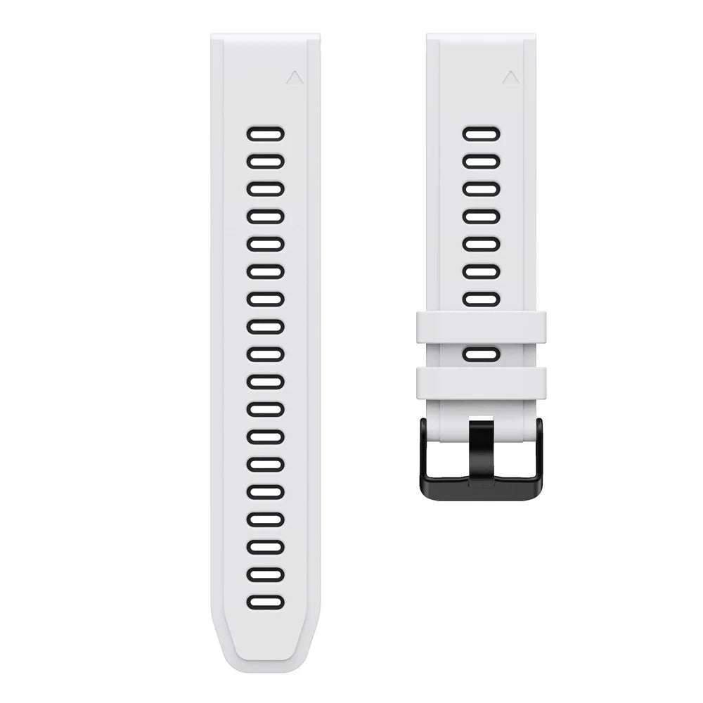Dual Color Quick Release Silicone Replacement Watchband Bracelet Strap for Garmin Fenix 7X/6X Sapphire GPS/6X Pro/6X GPS/5X GPS/5X Plus - White / Black - 4