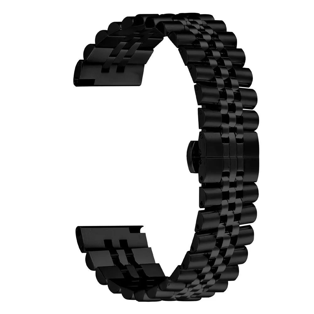 For Honor MagicWatch Wrist Band 5-Bead Stainless Steel Butterfly Clasp Watch Strap - Black - 2