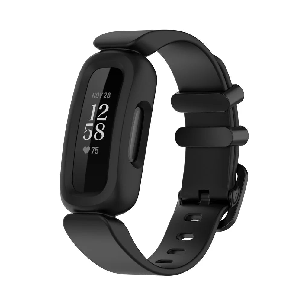 Integrated Adjustable TPE Smart Watch Strap Wrist Band Replacement for Fitbit Ace 3/Fitbit Inspire 2 - Black - 2