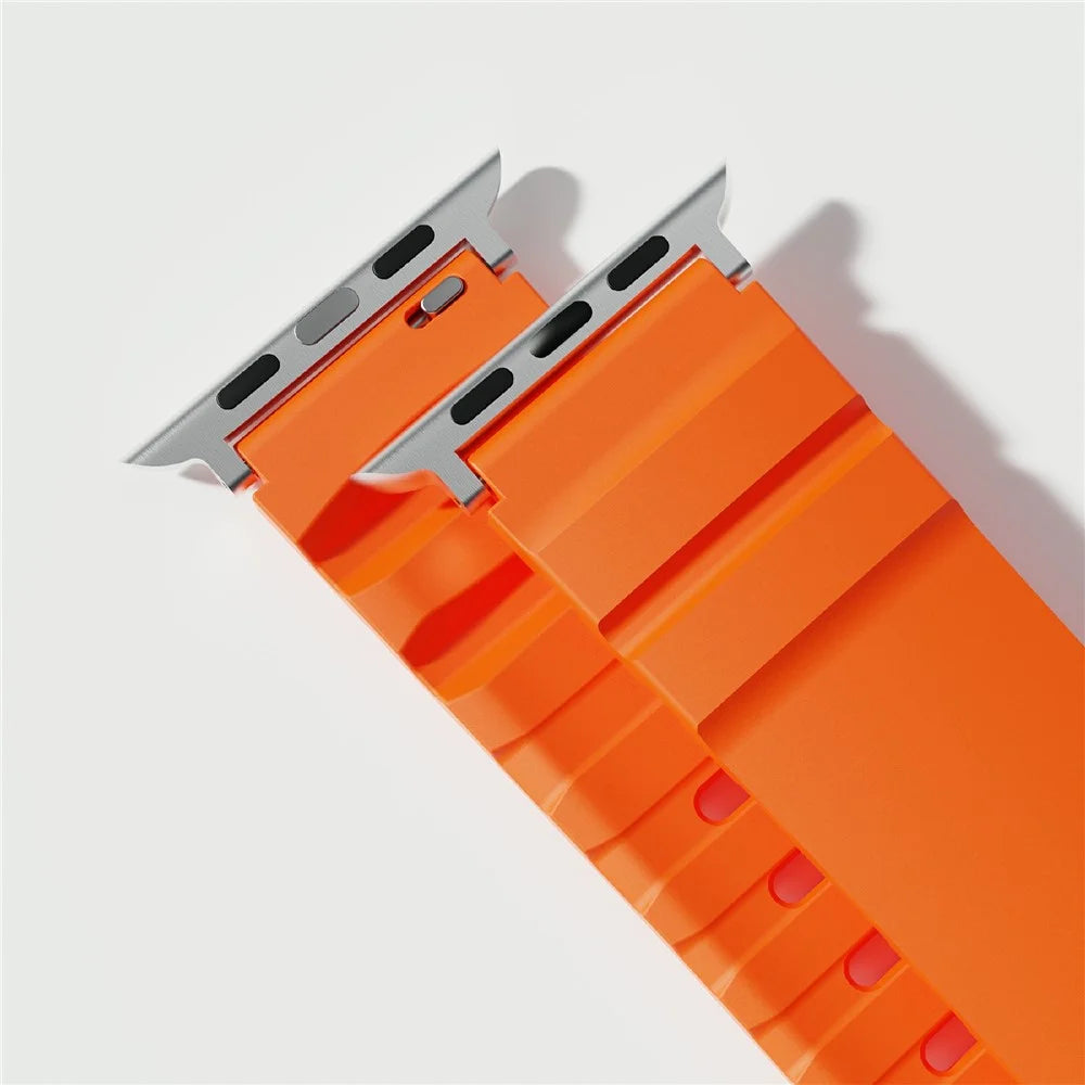 Fluorubber Strap for Apple Watch Ultra 3 2 1 49mm / Series 11 10 46mm / 9 8 7 45mm / SE3 SE2 SE 6 5 4 44mm / 3 2 1 42mm Adjustable Watch Band - Orange - 4