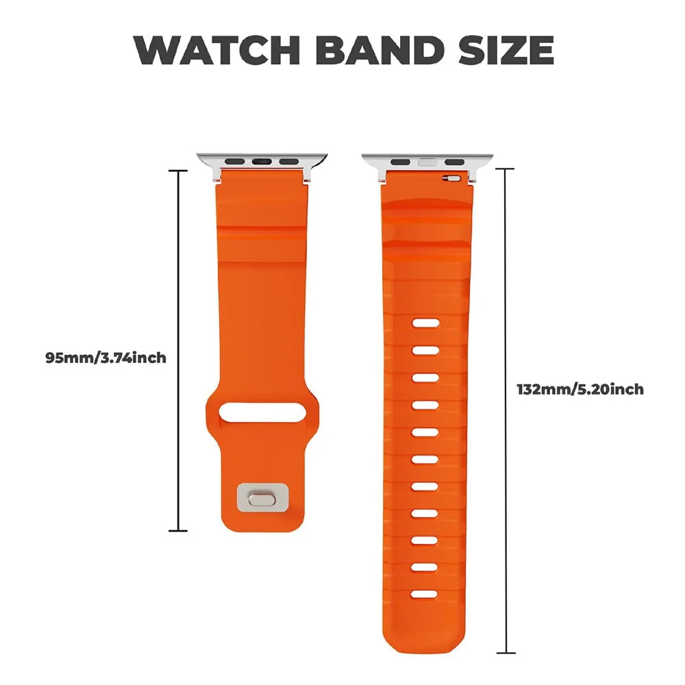 Fluorubber Strap for Apple Watch Ultra 3 2 1 49mm / Series 11 10 46mm / 9 8 7 45mm / SE3 SE2 SE 6 5 4 44mm / 3 2 1 42mm Adjustable Watch Band - Orange - 6