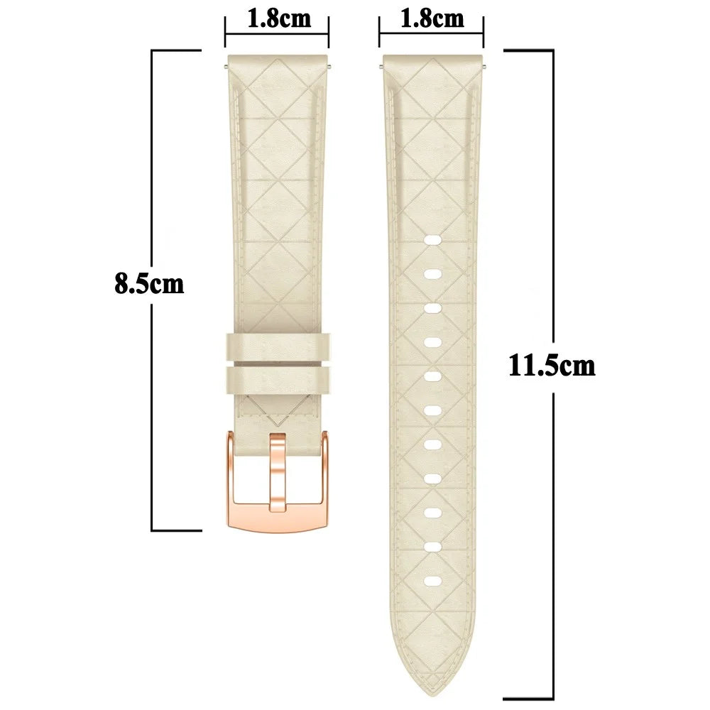 Watch Band for Garmin Venu 3S / 2S / Forerunner 265S / 255S Genuine Cow Leather Strap with Rose Gold Buckle - White - 4
