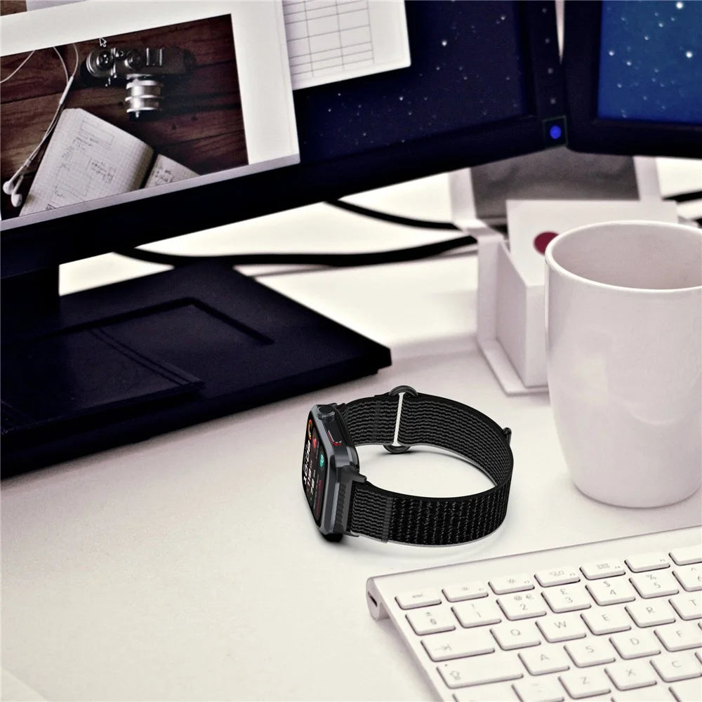 For Huawei Watch D2 Nylon Watch Band Replacement Strap Wristband - Black / Grey - 7
