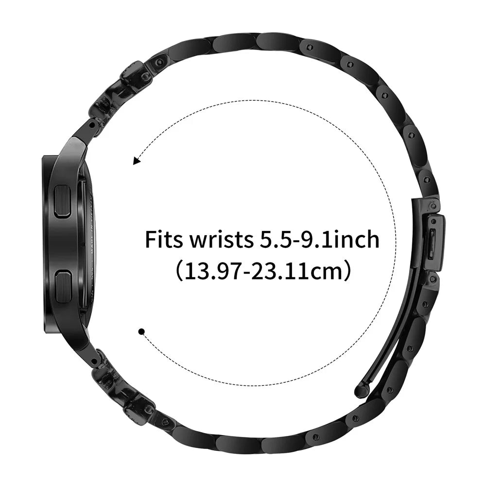 Metal Strap with Connector for Samsung Galaxy Watch7 44mm / 40mm Butterfly Rhinestones Decor Watch Band - Black - 7