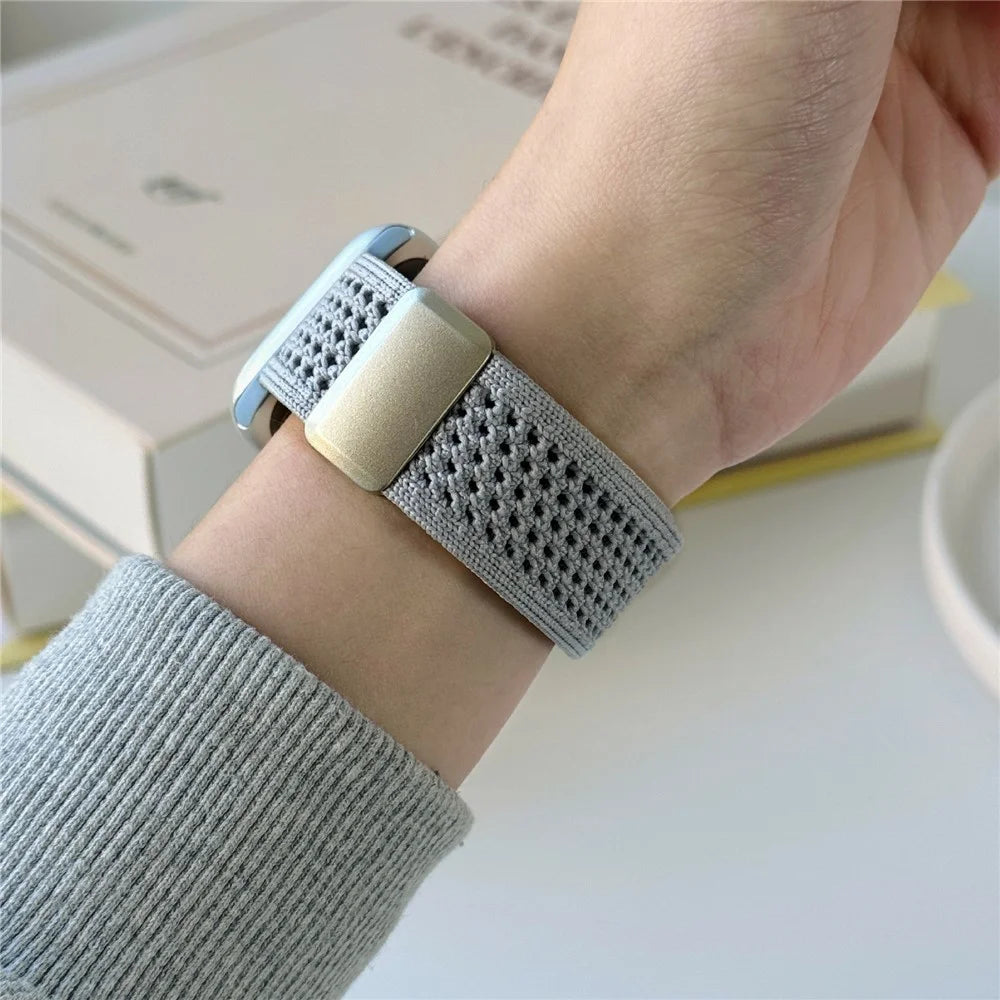 Magnetic Strap for Apple Watch Ultra 3 2 1 49mm / Series 11 10 46mm / 9 8 7 45mm / SE3 SE2 SE 6 5 4 44mm / 3 2 1 42mm Nylon Watch Band - Blue / Starlight - 4