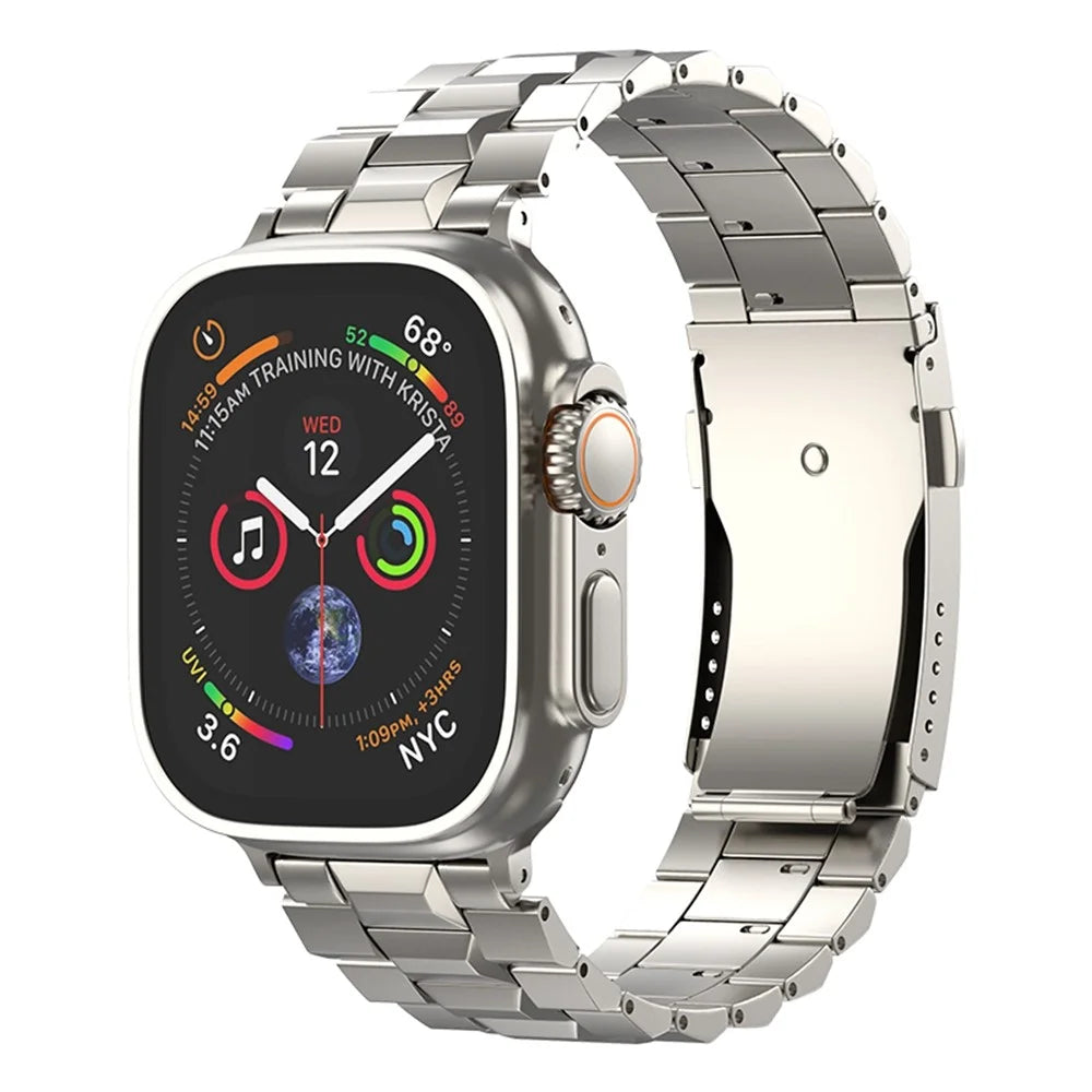 Wrist Band for Apple Watch Ultra 3 2 1 49mm / Series 11 10 46mm / 9 8 7 45mm / SE3 SE2 SE 6 5 4 44mm / 3 2 1 42mm Titanium Alloy Replacement Watch Strap - Titanium - 2