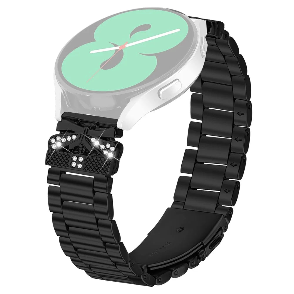 Replacement Strap for Garmin Instinct 2S Butterfly Rhinestones Decor Metal Watch Band - Black - 1