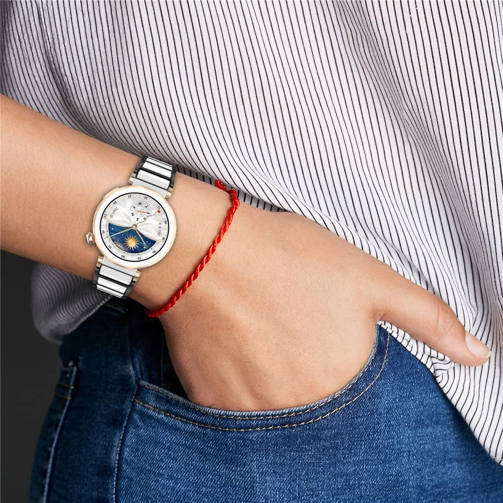 For Oppo Watch X2 Mini Watch Band Ceramic + Zinc Alloy Wrist Strap - Black+White - 5