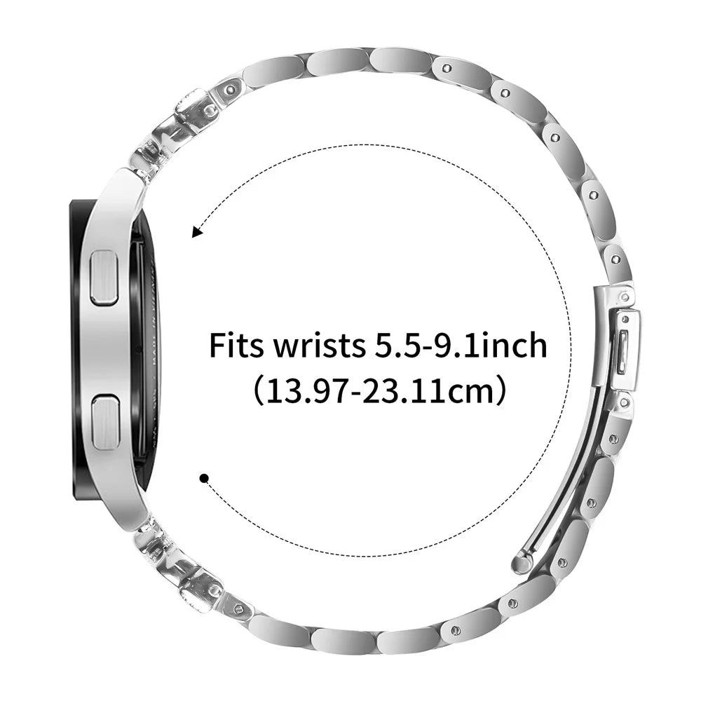 For Huami Amazfit Bip U Replacement Strap Butterfly Rhinestones Decor Silver Stainless Steel Watch Band - 3
