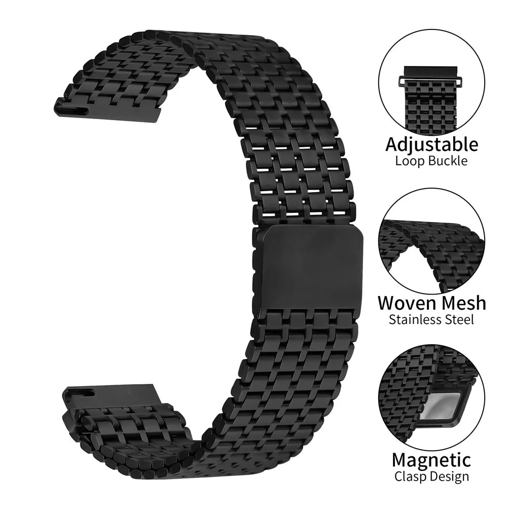 For Samsung Galaxy Watch 46mm Bands Adjustable Stainless Steel Magnetic Clasp Watchband Wrist Strap - Black - 4