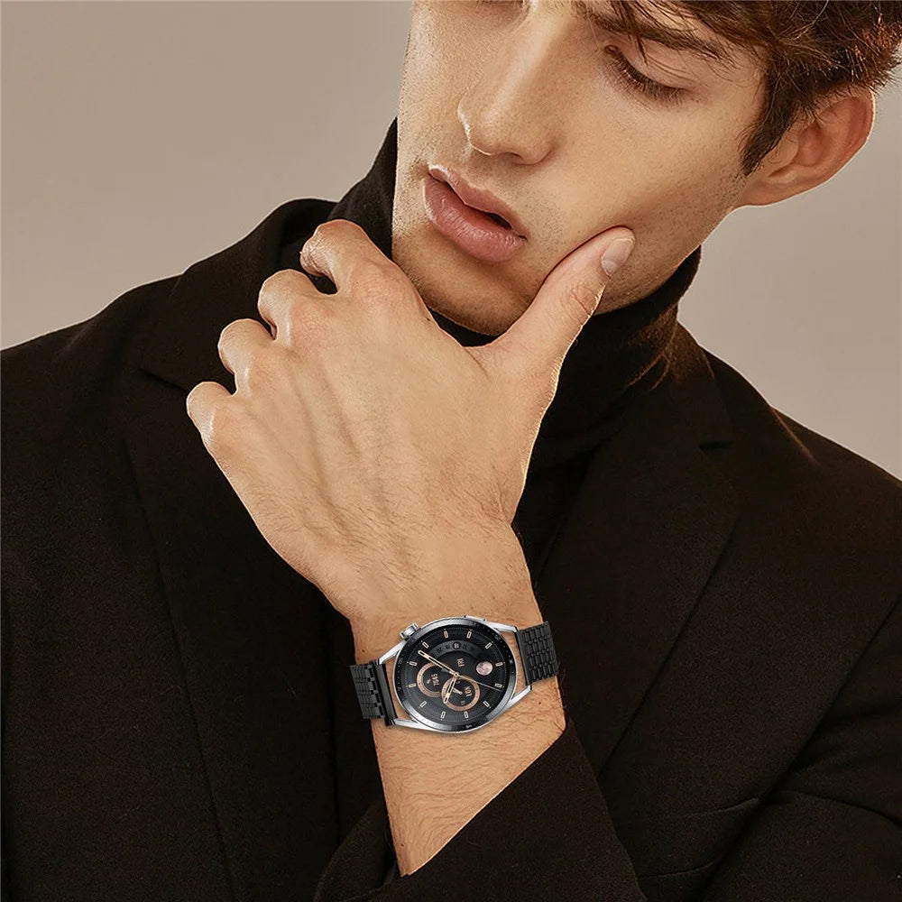 For Huawei Watch 4 Pro  /  Watch 4 Bands Adjustable Stainless Steel Magnetic Clasp Watchband Wrist Strap - Black - 5