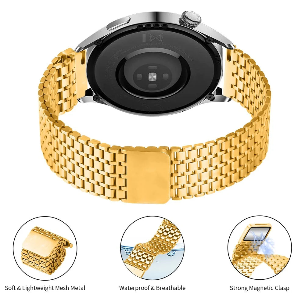 For Huawei Watch 3 Pro New Bands Adjustable Stainless Steel Magnetic Clasp Watchband Wrist Strap - Gold - 3