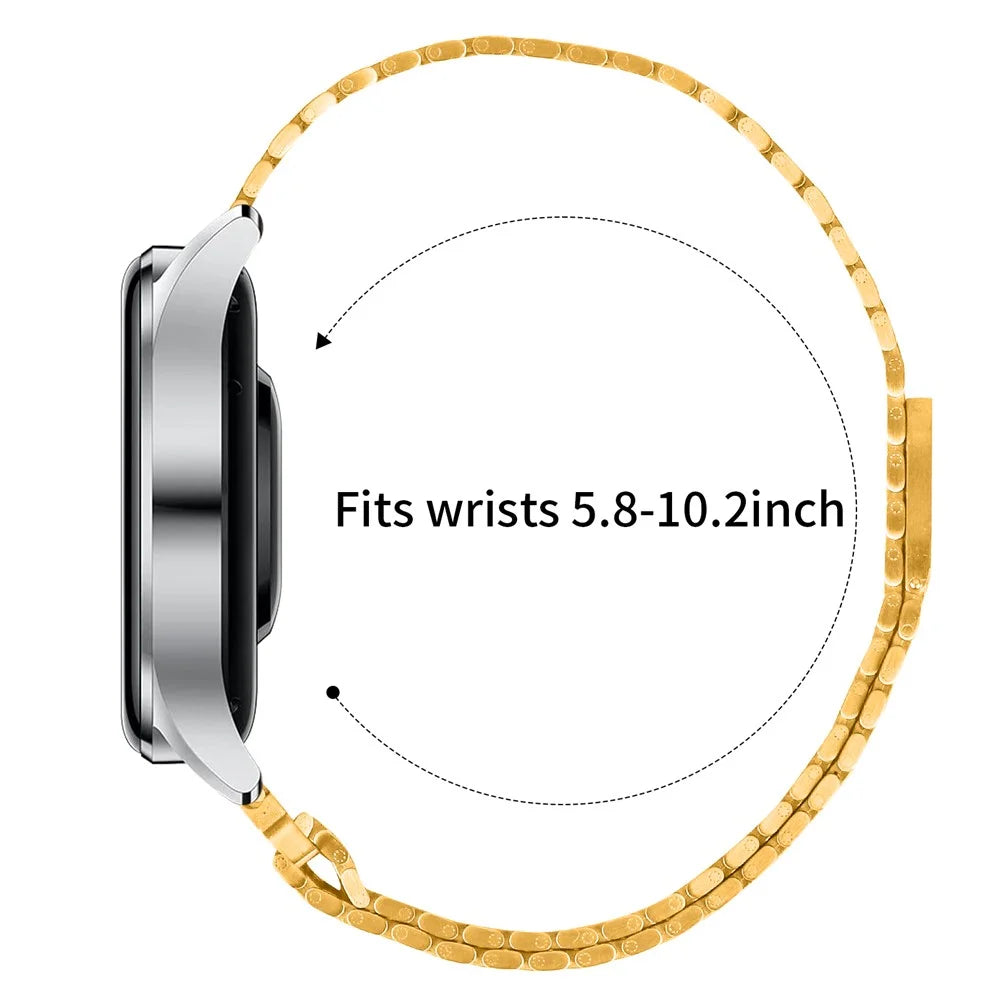 For Huawei Watch 3 Pro New Bands Adjustable Stainless Steel Magnetic Clasp Watchband Wrist Strap - Gold - 7