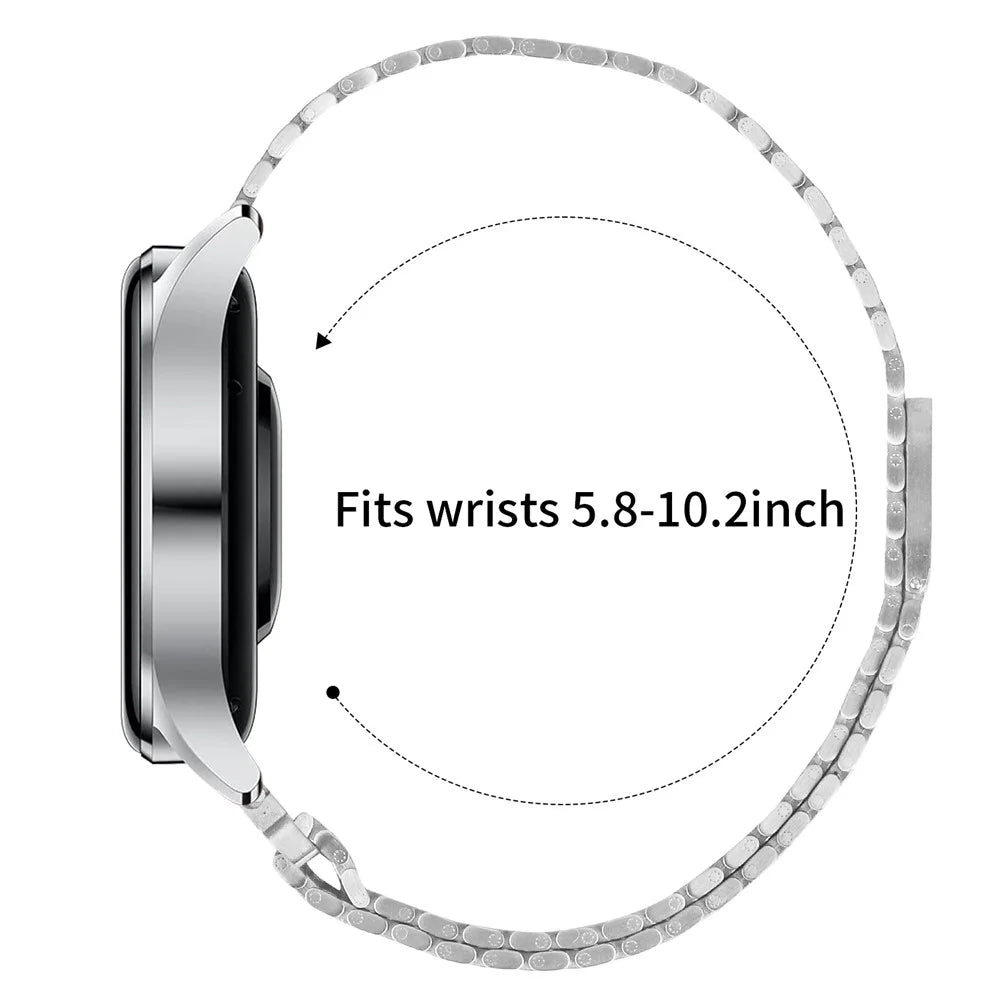 For Huawei Watch GT 46mm  /  42mm Runner Bands Replacement Stainless Steel Magnetic Clasp Silver Watch Strap - 6
