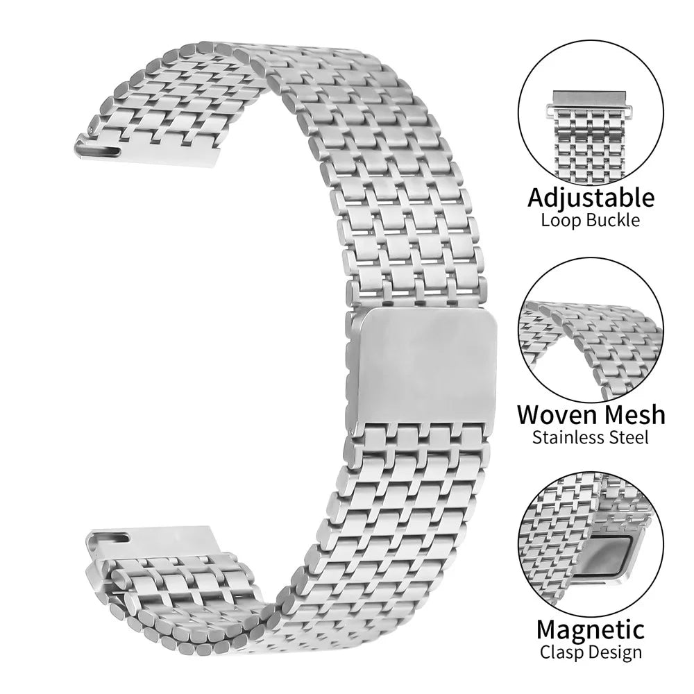 For Huami Amazfit GTR 47mm Bands Replacement Stainless Steel Magnetic Clasp Silver Watch Strap - 3