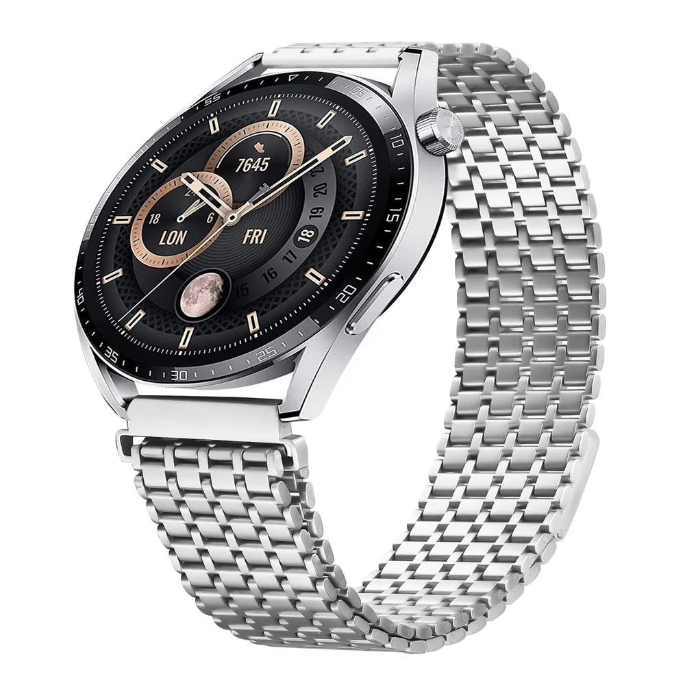 For Huami Amazfit GTR 47mm Bands Replacement Stainless Steel Magnetic Clasp Silver Watch Strap - 5