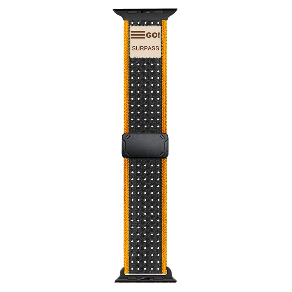 Replacement Strap for Apple Watch Series 11 10 42mm / 9 8 7 41mm / SE3 SE2 SE 6 5 4 40mm / 3 2 1 38mm Magnetic Buckle Knitted Watch Band - Grey / Orange - 1